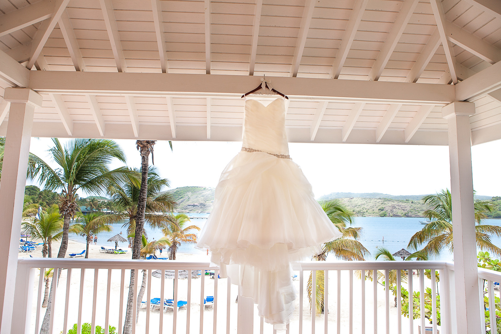 Wedding dress at St. James's Club & Villas, Antigua